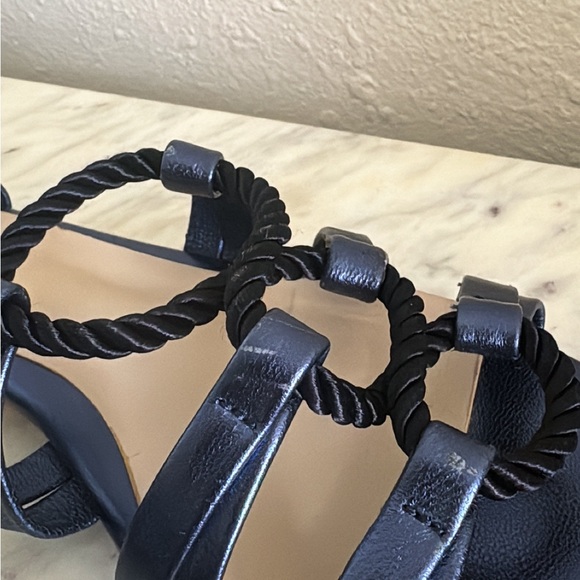 Anthropologie Billy Ella Navy Blue Metallic Sandals - Picture 12 of 14